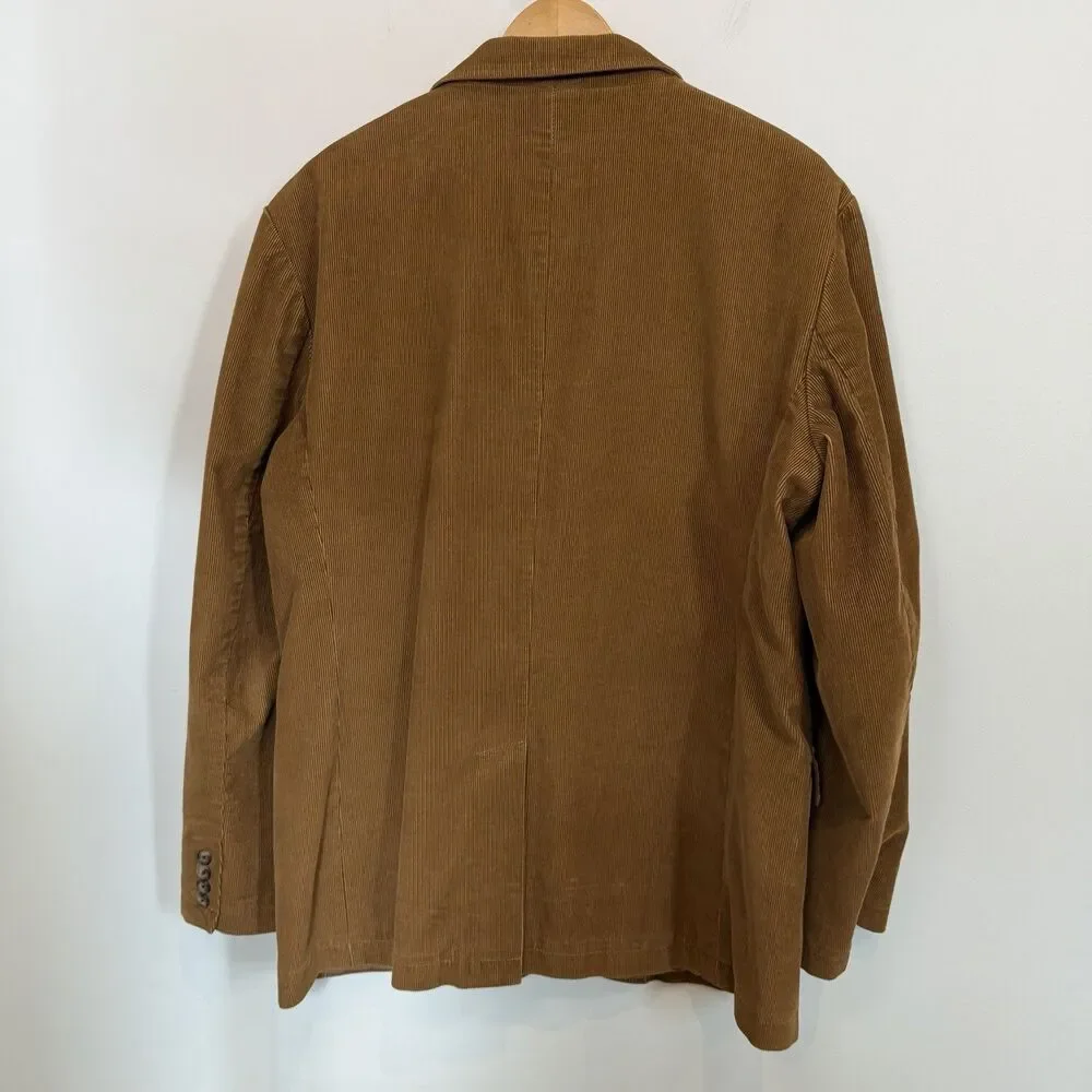 J Crew Vintage Cord Blazer Men Large Camel Brown Corduroy Sport Coat Jacket